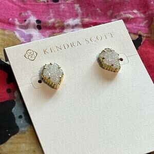 Kendra Scott Tessa Stud Post Earrings in Gold Drusy Iridescent Shimmer